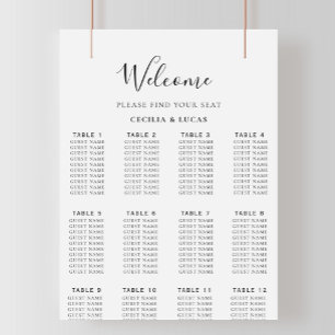 Poster Gráfico de Assentos Alfabéticos Minimalistas