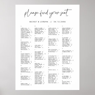 Poster Gráfico de assentos Alfabéticos Minimalistas Moder