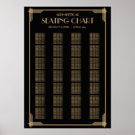 Póster Gráfico de Assentos Alfabéticos Negros