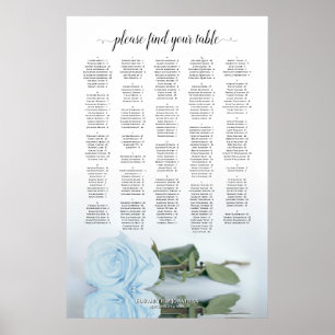 Poster Gráfico de Assentos Alfabéticos Rosa Azuis Claros