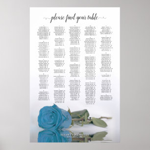 Poster Gráfico de Assentos Alfabéticos Rosa Azul Turque