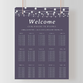 Poster Gráfico de Assentos Alfabéticos Roxos