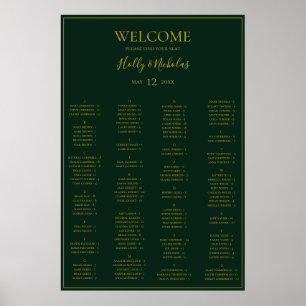 Poster Gráfico de Assentos Alfabéticos Verdes de Natal 