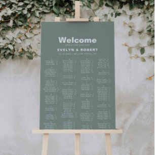 Poster Gráfico de assentos alfabéticos verdes minimalista