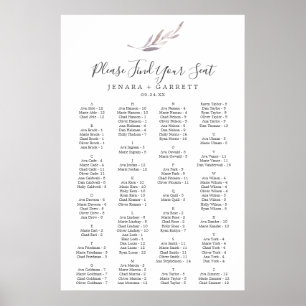 Poster Gráfico de Assentos Alfabéticos Vermelhos de inver