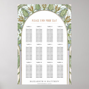 Poster Gráfico de Assentos Aves do Paraíso Casamento Vint