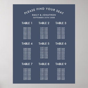 Poster Gráfico de Assentos Azuis de Marinho Simples
