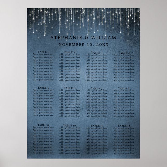 Poster Gráfico de Assentos Azul das Luzes de Corda Elegan (Frente)