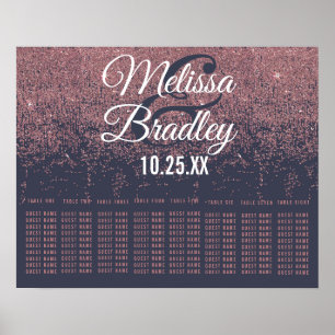 Poster Gráfico de Assentos Azul do Marinho Glitter Dourad