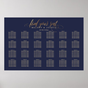 Poster Gráfico de Assentos Caligrafia Navy+Gold PixDezine
