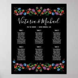 Poster Gráfico de Assentos com Bordado Floral Fiesta Mexi