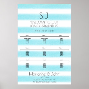 Poster Gráfico de Assentos com Logo de Listras de Aquarel