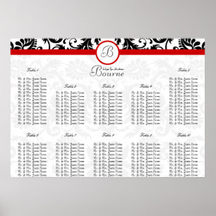 Poster Gráfico de Assentos com Números de Mesa Monograma