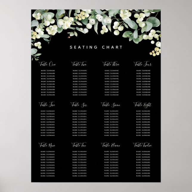 Poster Gráfico de Assentos da Festa de Natal do Snowberry (Frente)