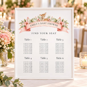 Poster Gráfico de Assentos da Mesa 6 para Chás de Bebê Oh