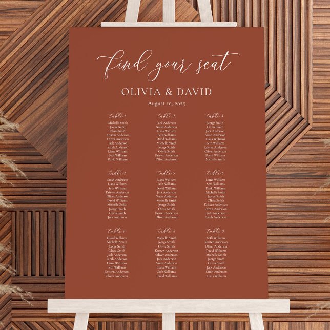 Poster Gráfico de Assentos da Mesa 9 Terracotta Elegant S (Criador carregado)