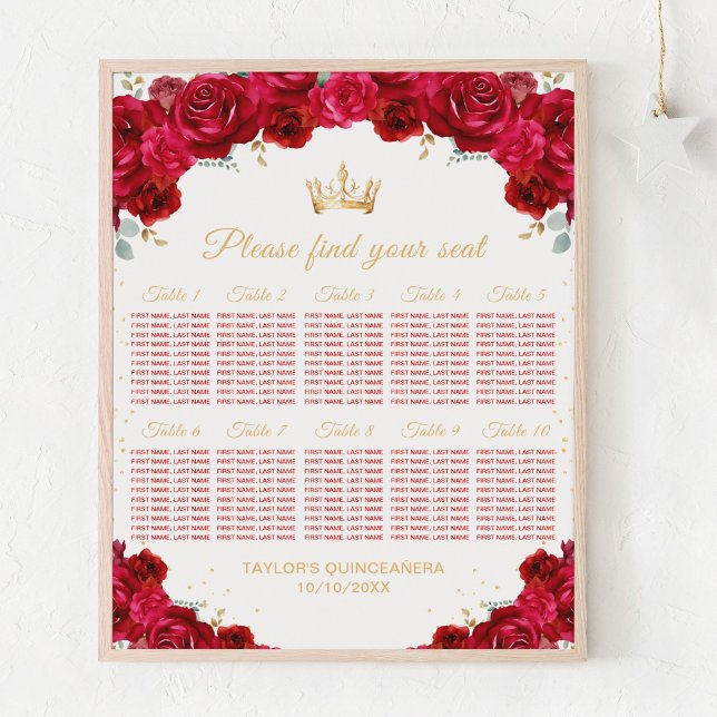 Poster Gráfico de Assentos da Mesa da Princesa Vermelha Q (Criador carregado)