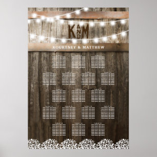 Poster Gráfico de Assentos da Mesa de Casamento Rústico B