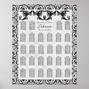 Póster Gráfico de assentos da Mesa de recepção, Damasco b