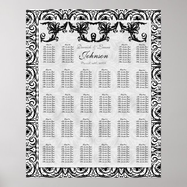 Póster Gráfico de assentos da Mesa de recepção, Damasco b (Frente)