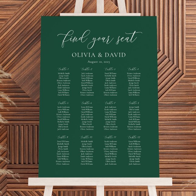 Poster Gráfico de Assentos da Mesa Emerald Green 12 (Criador carregado)