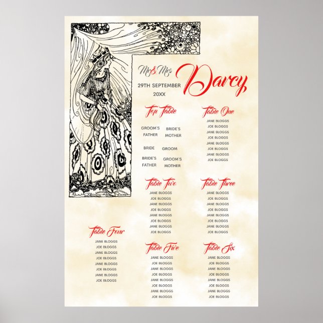 Poster Gráfico de Assentos da Princesa Fairytala com Mesa (Frente)