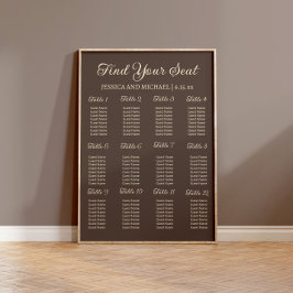 Poster Gráfico de Assentos da Recepção de Casamento Marro