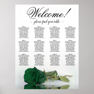 Poster Gráfico de Assentos de 12 Mesas Rosa Verde Esmeral