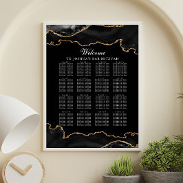 Poster Gráfico de Assentos de Ágate Dourado Preto para o 