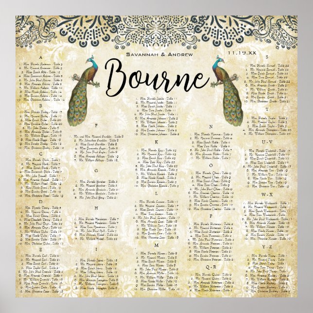 Póster Gráfico de Assentos de Aves de Capoeira de Peacock (Frente)