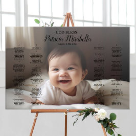 Poster Gráfico de assentos de Baptism Christening com fot