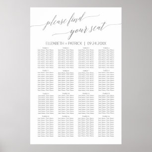 Poster Gráfico de Assentos de Caligrafia Silver Elegante