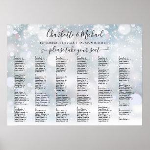 Poster Gráfico de Assentos de Casamento 200 Nomes Flocos