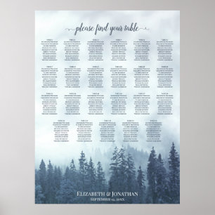 Poster Gráfico de Assentos de Casamento 23 Mesa Blue Moun