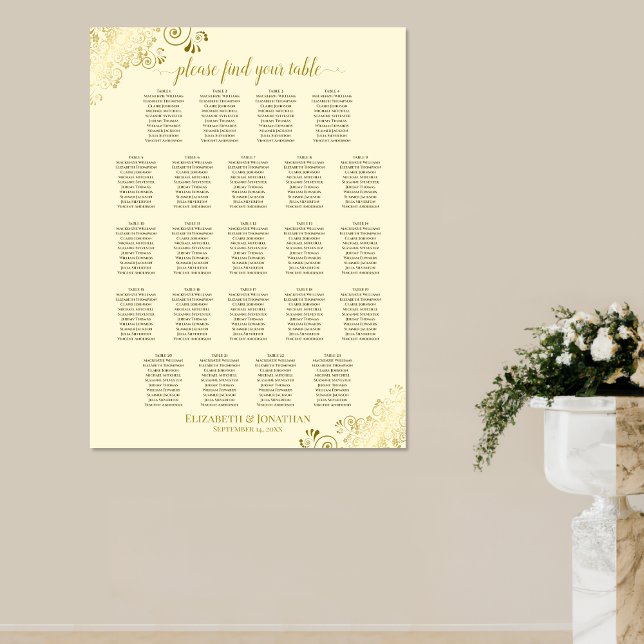 Poster Gráfico de Assentos de Casamento 23 Mesa Creme e D (On Wall)