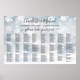 Poster Gráfico de Assentos de Casamento 300 Nomes Flocos 