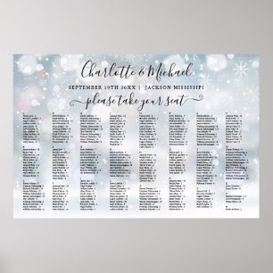 Poster Gráfico de Assentos de Casamento 300 Nomes Flocos