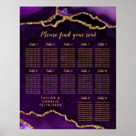 Poster Gráfico de Assentos de Casamento Ágata Dourada Rox
