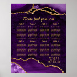Poster Gráfico de Assentos de Casamento Ágata Dourada Rox