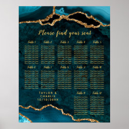 Poster Gráfico de Assentos de Casamento Ágata Dourado Tur