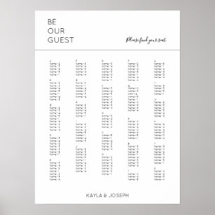 Poster Gráfico de Assentos de Casamento Alfabético