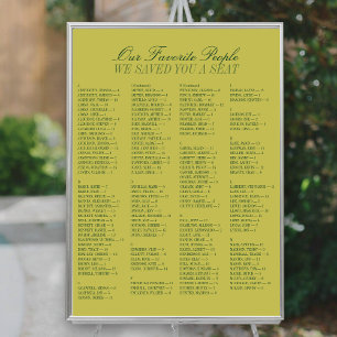 Poster Gráfico de Assentos de Casamento Alfabetico Chartr
