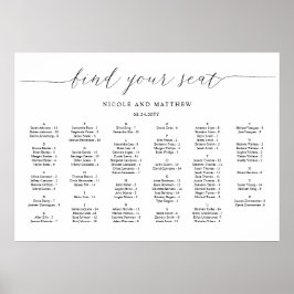 Poster Gráfico de Assentos de Casamento Alfabetico Elegan