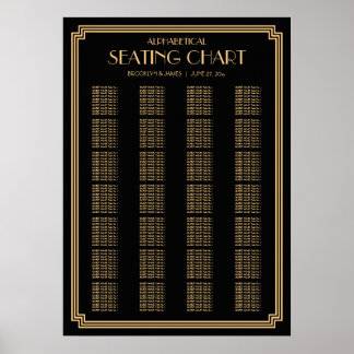 Poster Gráfico de Assentos de Casamento Alfabético em Dec