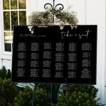 Gráfico de Assentos de Casamento Alfabético Preto 