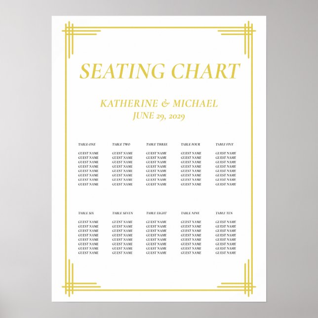 Poster Gráfico de Assentos de Casamento Amarelo Cítrico d (Frente)