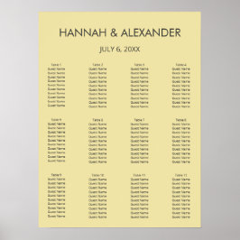 Poster Gráfico de Assentos de Casamento Amarelo Cítrico I