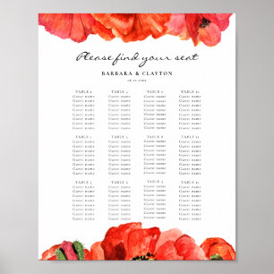 Poster Gráfico de assentos de casamento aquarela papoulas