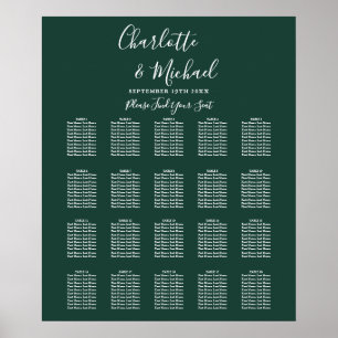 Poster Gráfico de Assentos de Casamento Assinatura Verde