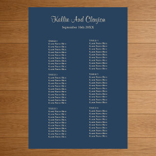 Poster Gráfico de Assentos de Casamento Azul Clássico Sim